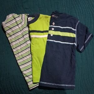 Kids Striped and Solid T-Shirts - Green and Navy
